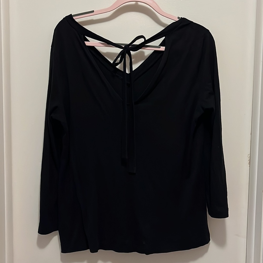 Loft Black Cotton Knit Tee Size L